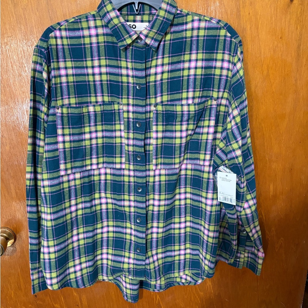 SO Woman Plaid Shirt in Green and Purple